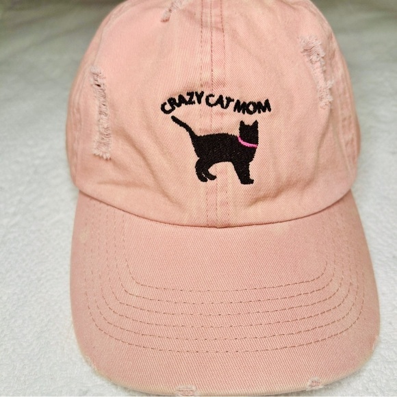 Cap Crazy Cat Mom Pink Cotton Hat Strapback Adjustable David and Young Brand - Picture 3 of 11